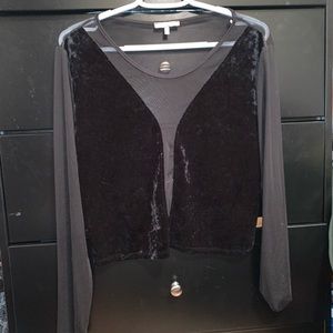 Velvet/Mesh Crop Top (Size: XL)